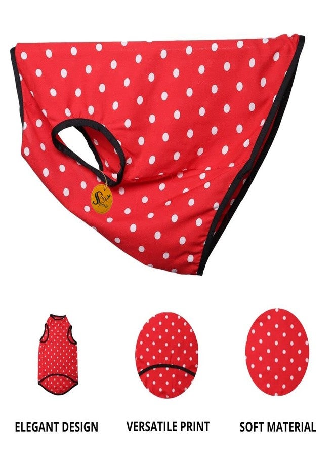 Sage Square Crazy Printed Dog T-Shirt, Trending Dog T-Shirt, Ultra Soft & Light Weight, Comfortable & Breathable Dog Apparel, Trendy Outfit (XSmall - 12 inch) (Polka Red) - Image 2